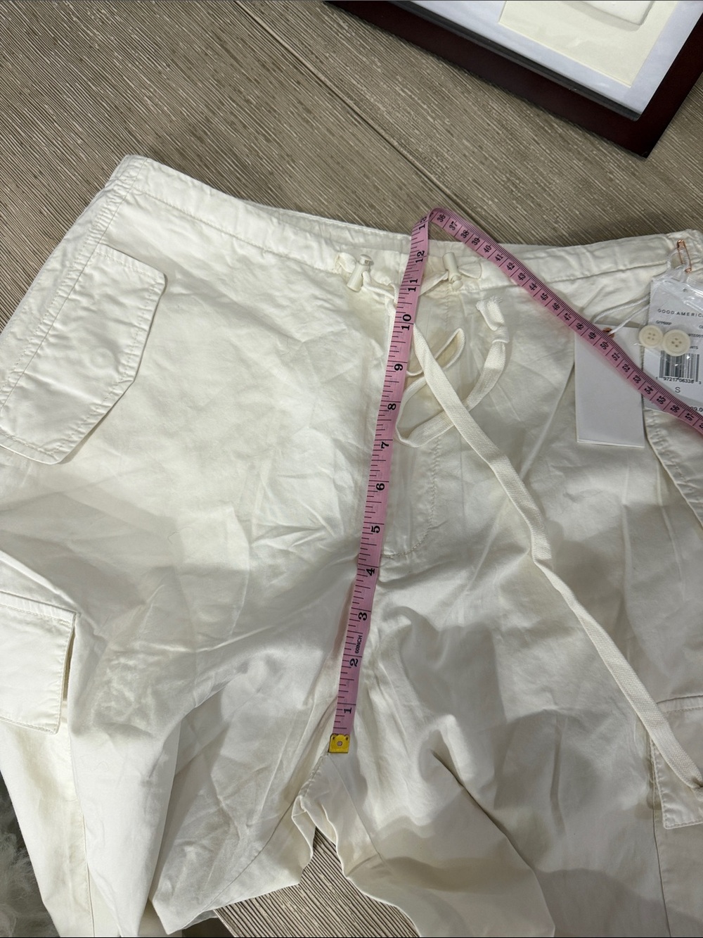 Good American ivory cream white oversized parachute utility cargo pants S M - Picture 8 of 10